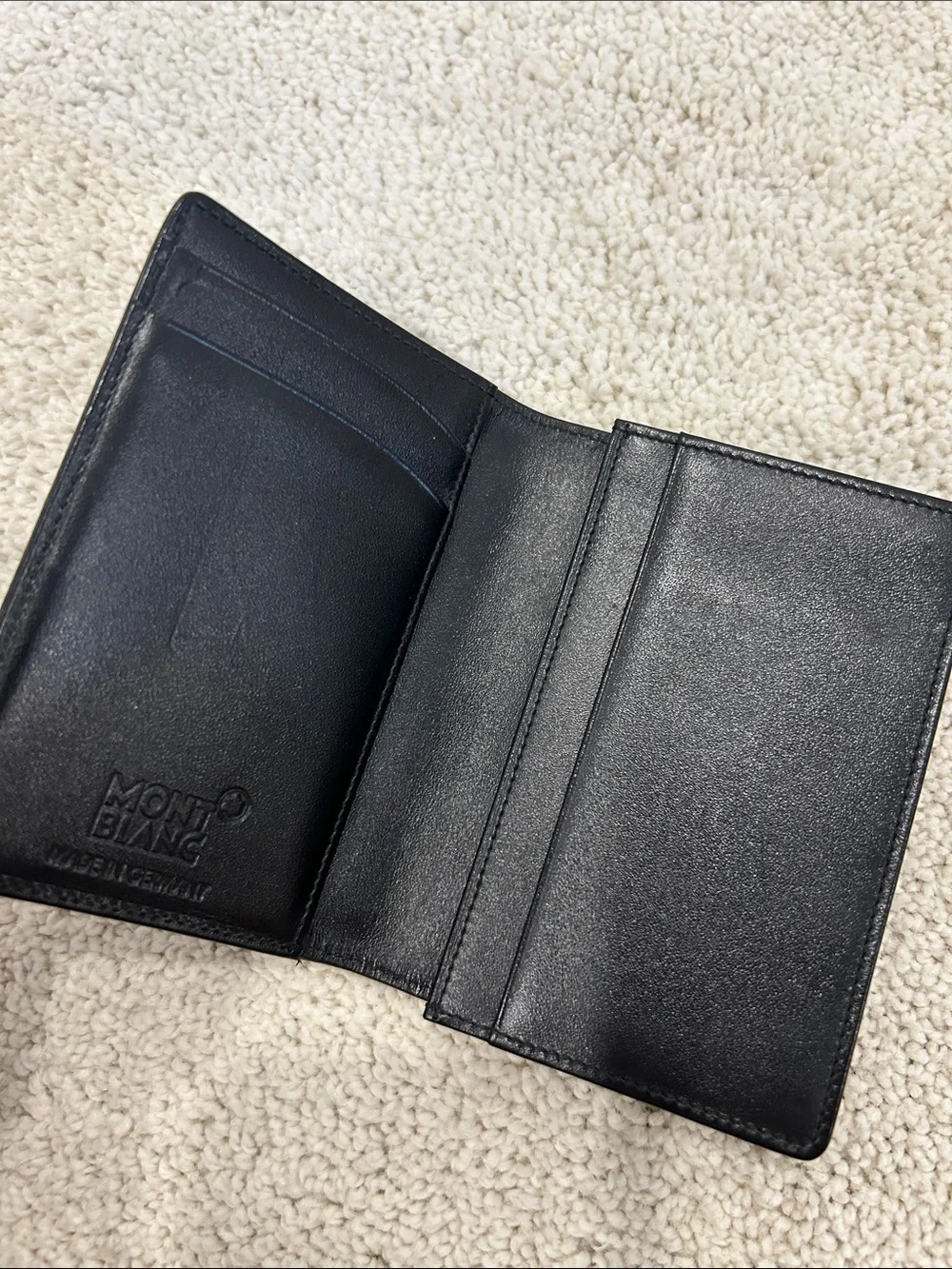 Montblanc Black Leather Travel Wallet with White Star Emblem
